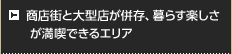商店街と大型店が併存、暮らす楽しさが満喫できるエリア