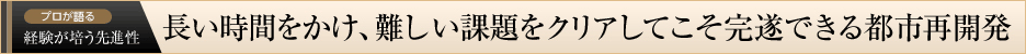 長い時間をかけ、難しい課題をクリアしてこそ完遂できる都市再開発