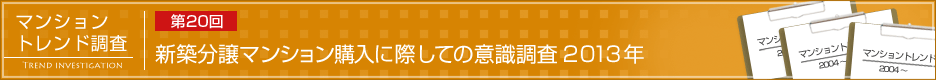 第20回 新築分譲マンション購入に際しての意識調査2013年